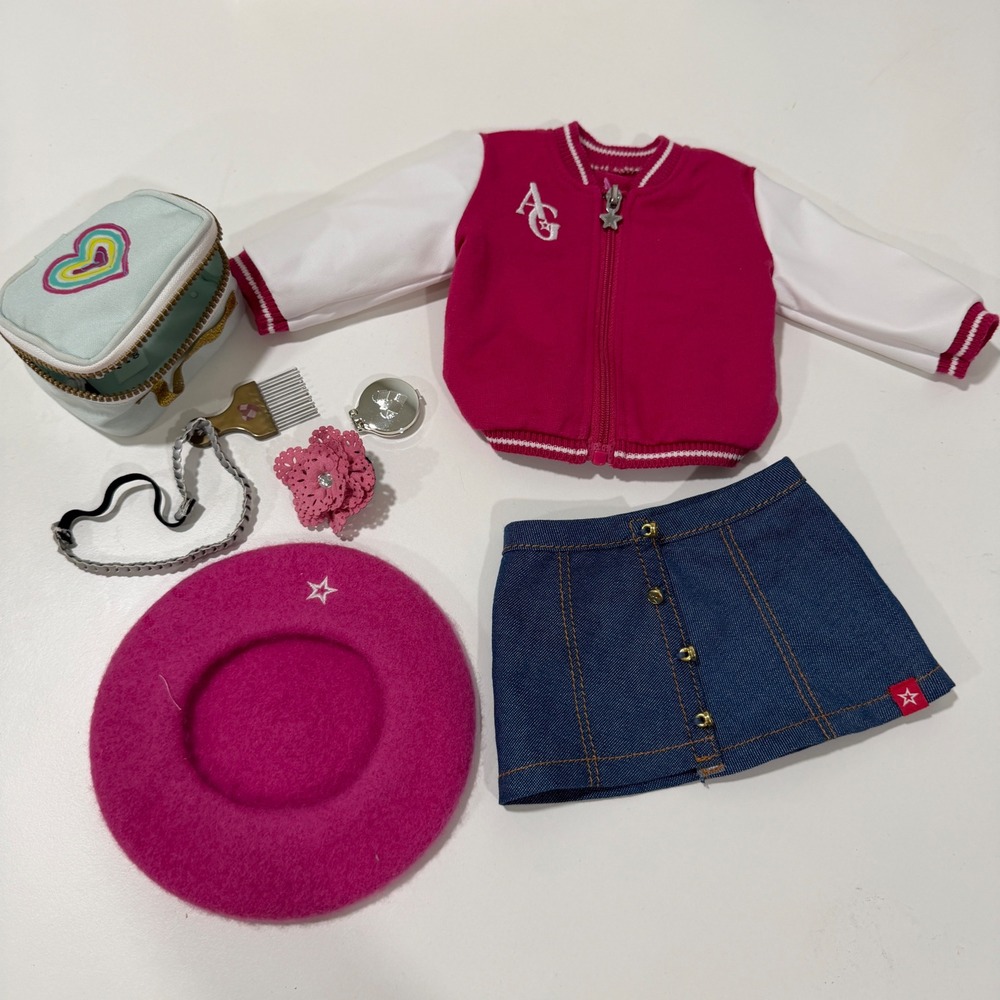 American Girl Truly Me Doll Clothes Accessory Lot Varsity Jacket Skirt 2016